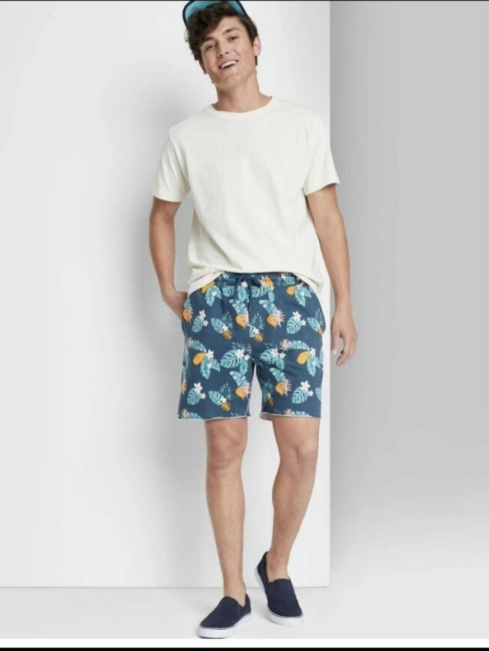 Original Use Men's Navy Tropical Print Cloth Shorts Size XL 1727